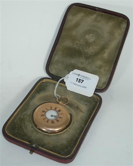 Appraisal: A ct rose gold half-hunter cased pocket watch the outer