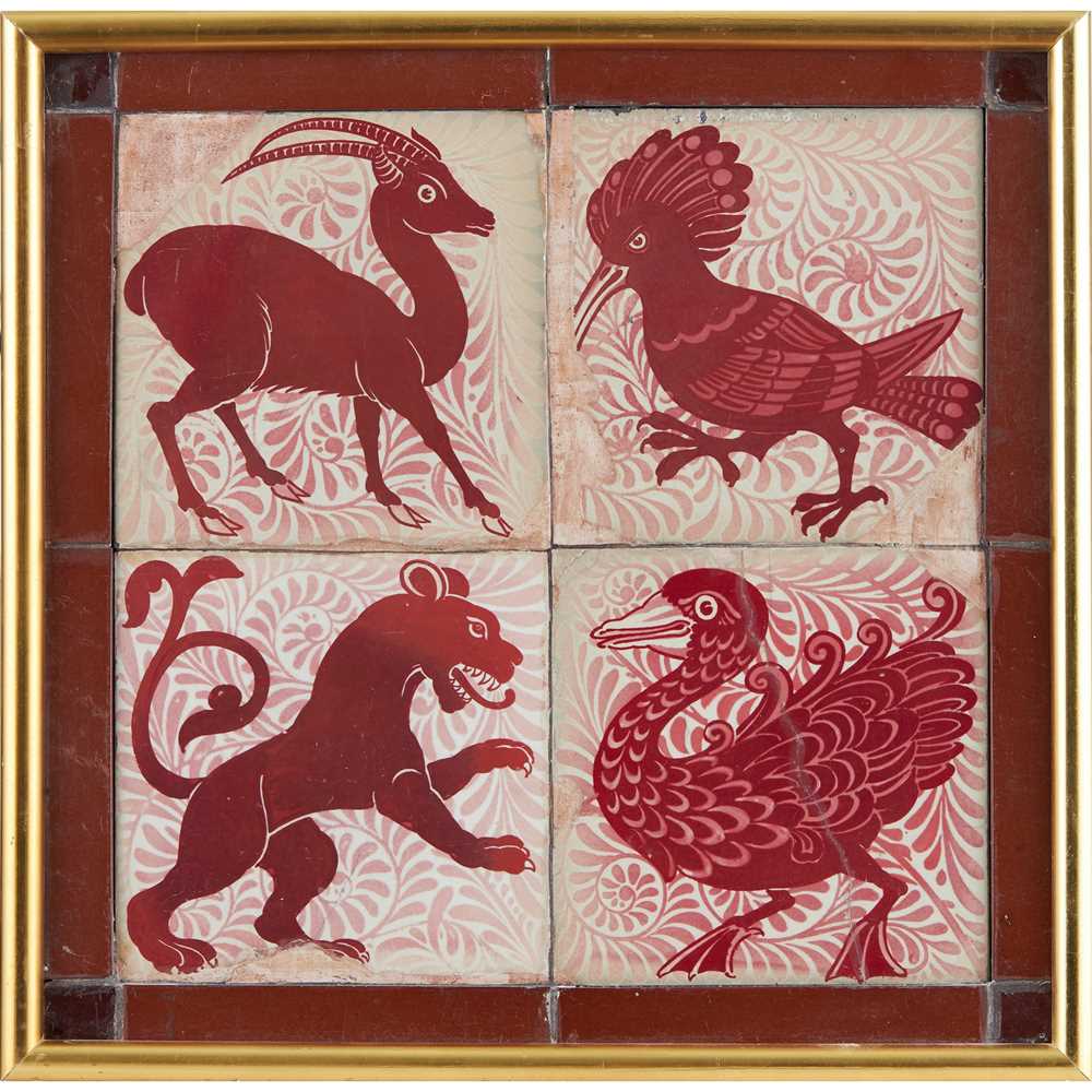 Appraisal: WILLIAM DE MORGAN - TWO TILE PANELS CIRCA glazed earthenware