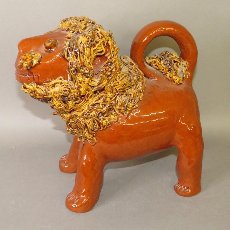 Appraisal: FOLK ART REDWARE LION BY GREG ZIEBER WES MUCKEYca marked