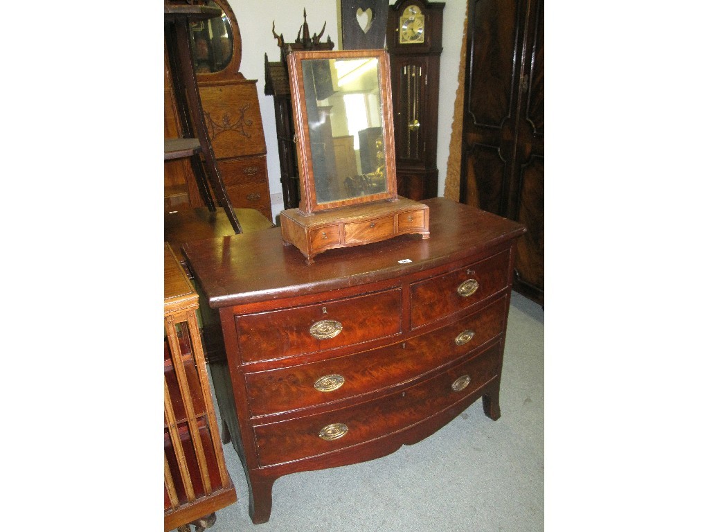 Appraisal: Lot comprising toilet mirror and a bow fronted three drawer