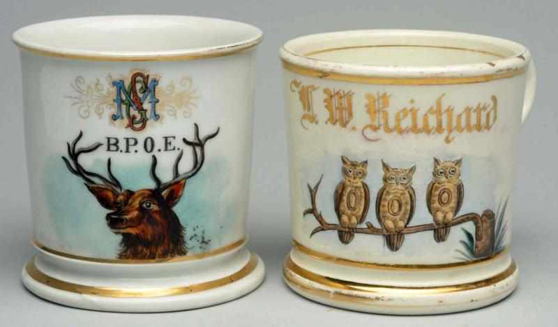 Appraisal: Lot of Shaving Mugs Includes a fraternal mug with a