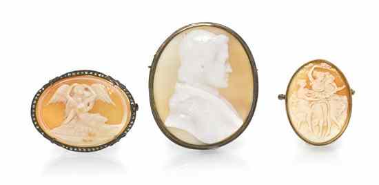 Appraisal: A Collection of Shell Cameo Brooches consisting of an oval