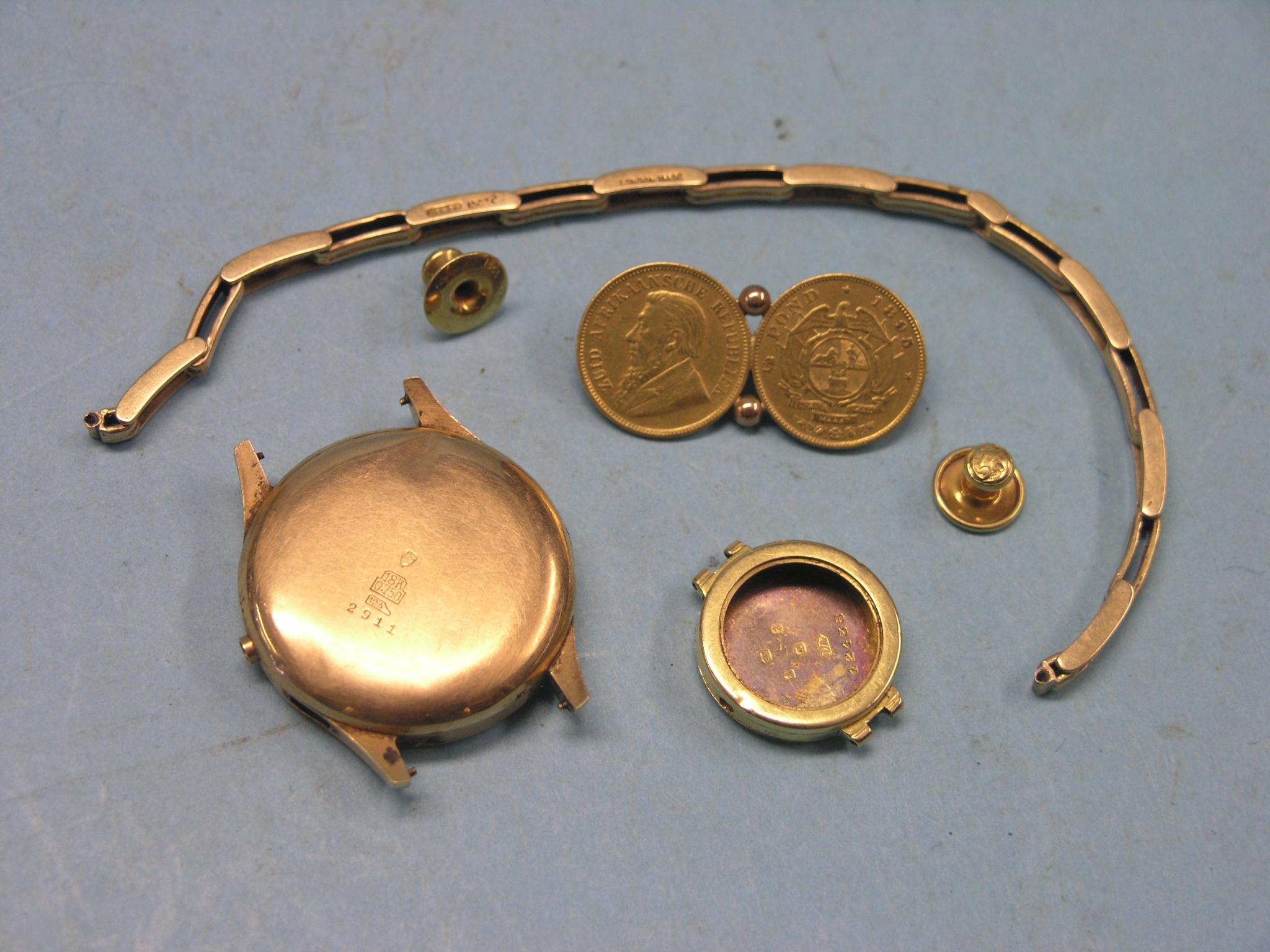 Appraisal: Two South African gold Half-Pond coins combined into bar-brooch two