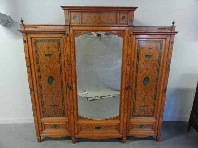 Appraisal: Adams Style Paint Decorated Armoire A magnificently decorated armoire with