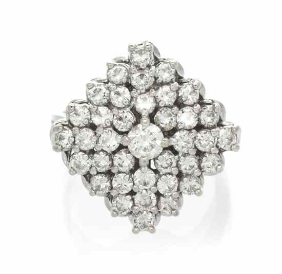 Appraisal: A Karat White Gold and Diamond Cluster Ring in a