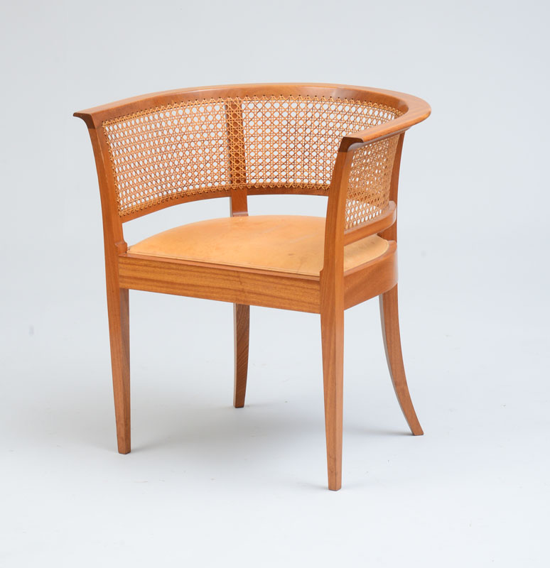 Appraisal: KAARE KLINT FOR RUD RASMUSSEN DENMARK FAABORG CHAIR Mahogany cane