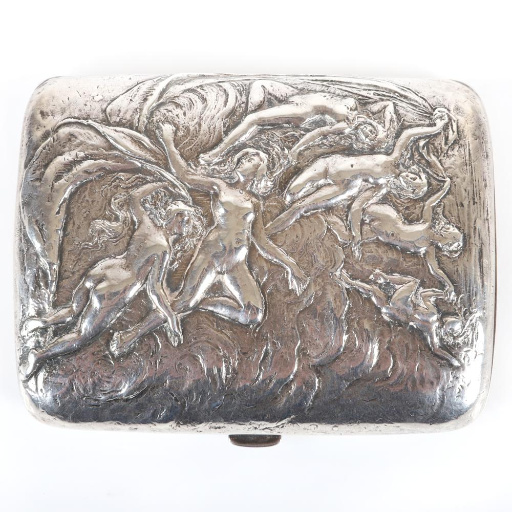 Appraisal: RARE GORHAM ART NOUVEAU ETHEREAL DANCING NUDES STERLING SILVER CIGARETTE