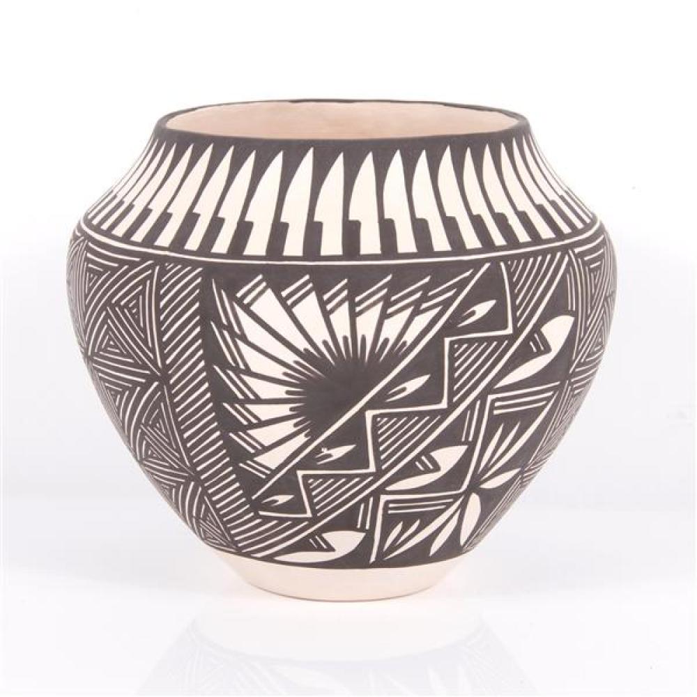 Appraisal: ACOMA NEW MEXICO PUEBLO POTTERY VASE WITH BLACK AND WHITE