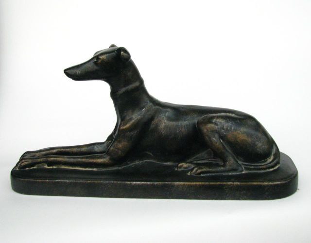 Appraisal: Decorator cast resin whippet sculpture by Ethan Allen with metallic