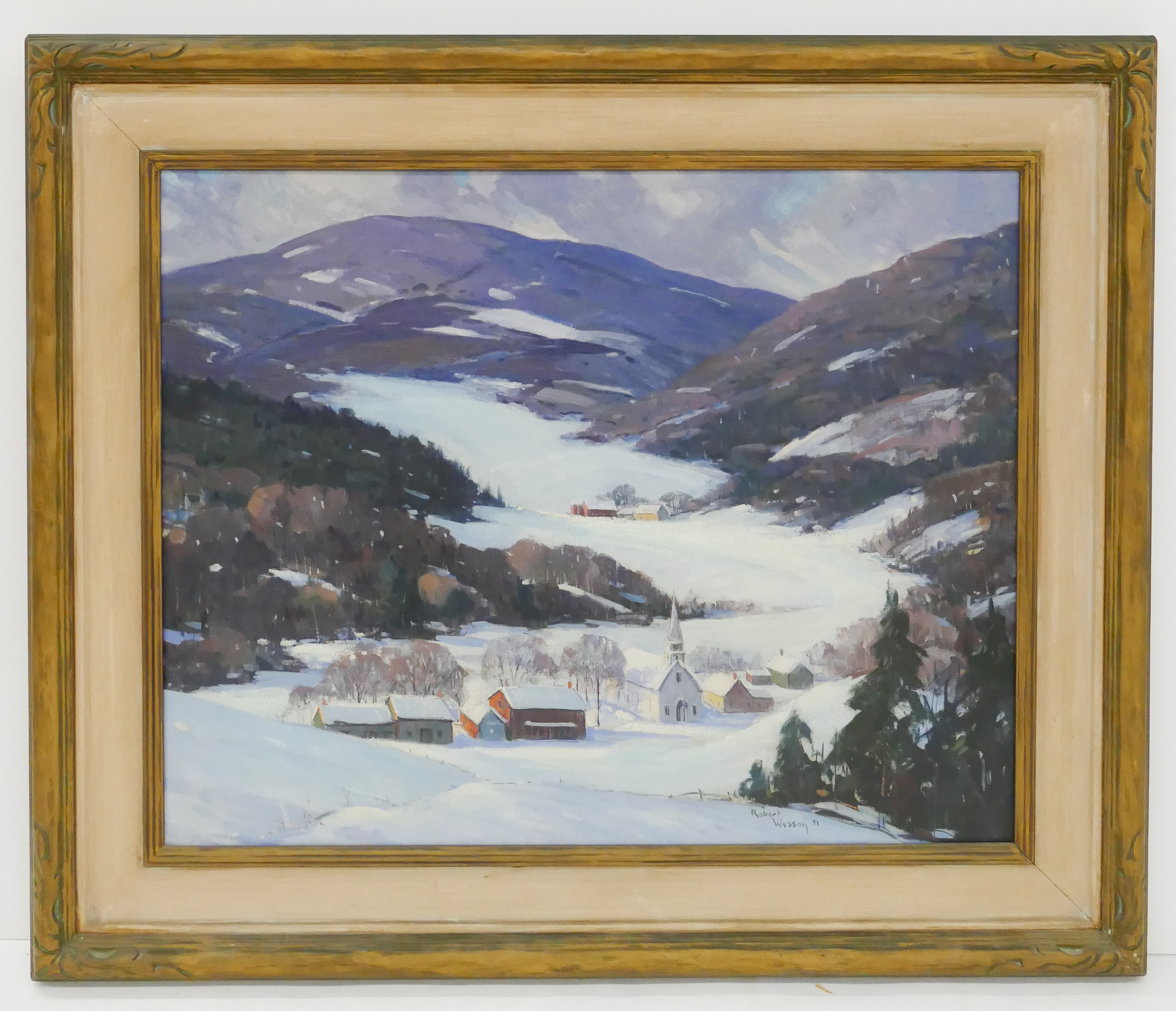 Appraisal: Robert Wesson - Vermont Vermont Landscape in Winter Oil on