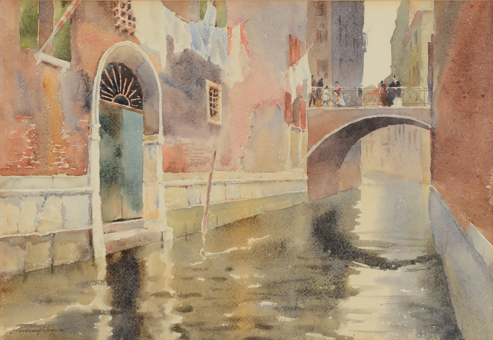 Appraisal: ROBINSON Florence Vincent American - Venetian Canal Scene Watercolor sight