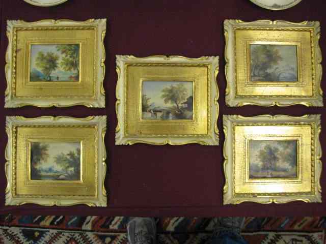 Appraisal: Italian Miniature Paintings various landscapes well done gilt carved frames