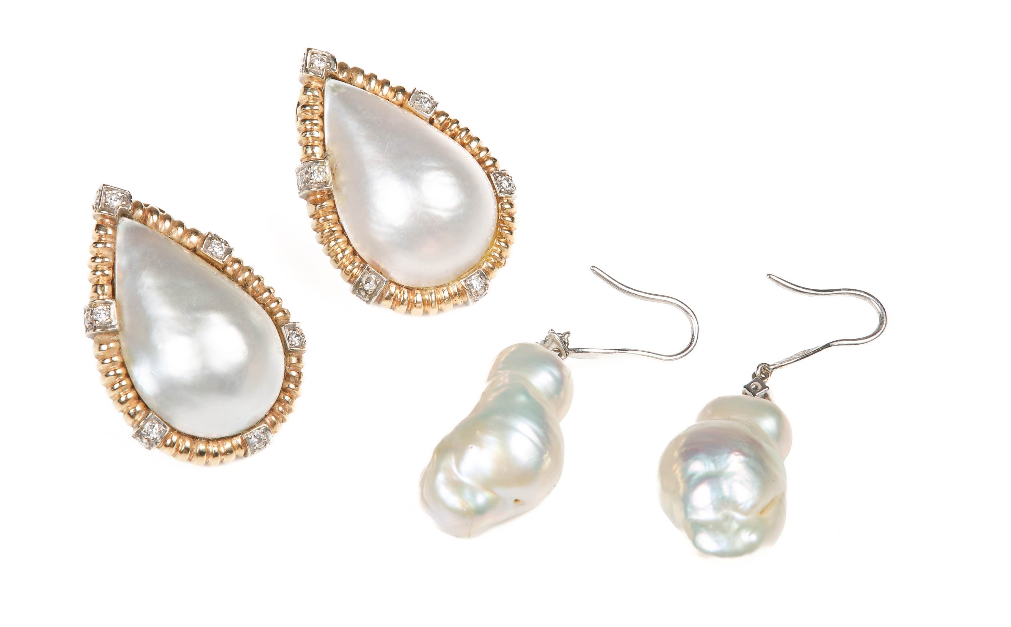 Appraisal: K baroque pearl statement earrings to include AP baroque pearl