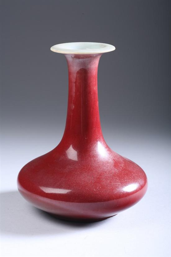 Appraisal: CHINESE COPPER RED PORCELAIN VASE Qing Dynasty - in high