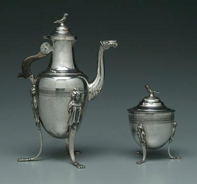 Appraisal: Italian silver coffee set pear form horse head spout bird