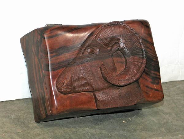 Appraisal: A hardwood box carved with ram's head modern dimensions x