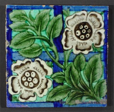 Appraisal: A William De Morgan Rose Trellis tile painted in shades