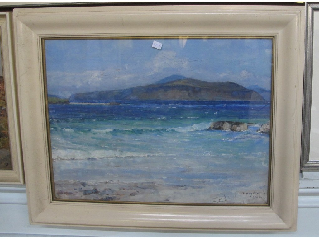 Appraisal: MARY MORRIS Oil on canvas coastal scene signed and dated