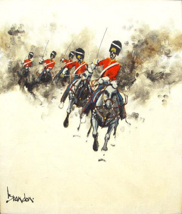 Appraisal: Brandon - Oil onto canvas of military figures on horseback