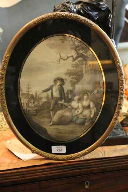 Appraisal: AN OVAL TH CENTURY PRINT 'May' in verre eglomise and