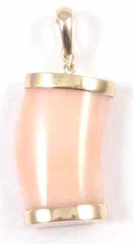 Appraisal: PINK CORAL AND YELLOW GOLD PENDANT set in k yellow