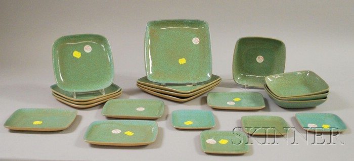 Appraisal: Twenty-piece Glidden Pottery Glazed Partial Tableware Set four plates four