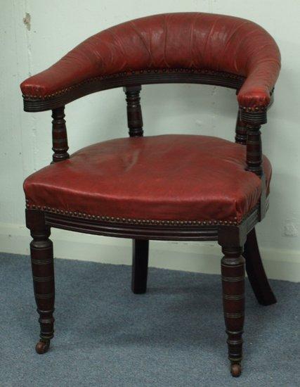 Appraisal: A late Victorian mahogany framed elbow chair the horseshoe shaped