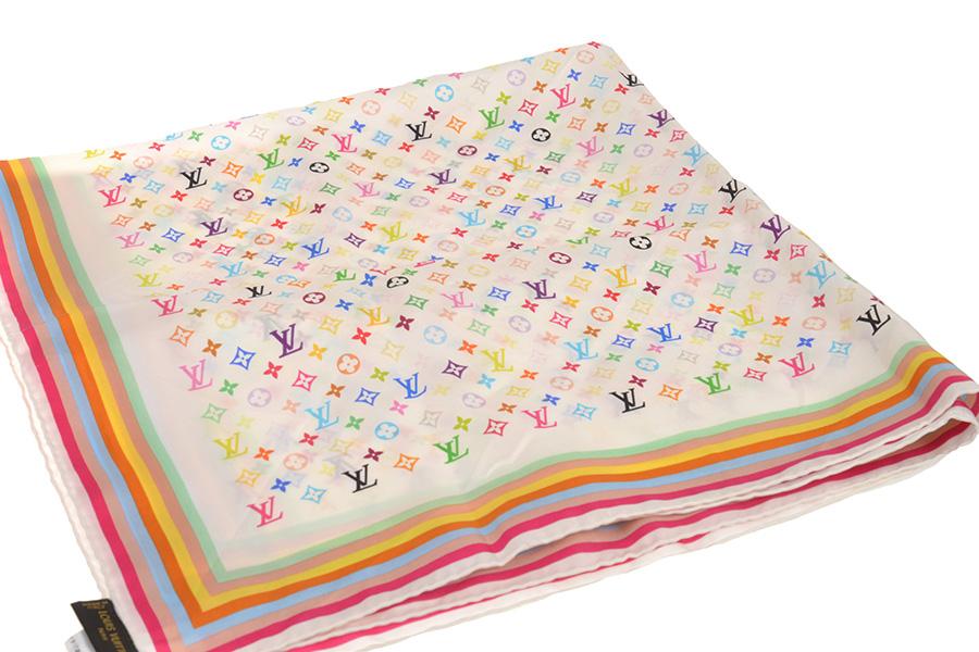 Appraisal: A SILK SCARF BY LOUIS VUITTON Styled in Monogram Multicolore