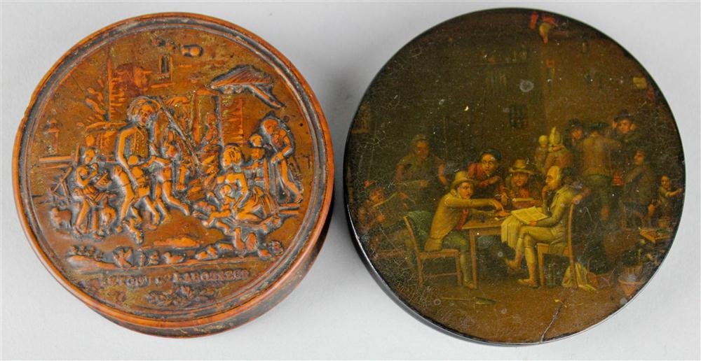 Appraisal: TWO FRENCH CIRCULAR SNUFF BOXES both late th C the