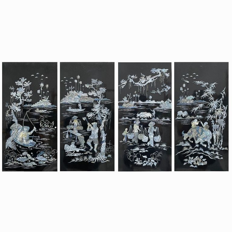 Appraisal: Set of Four Chinese Mother of Pearl Wall Plaques Set