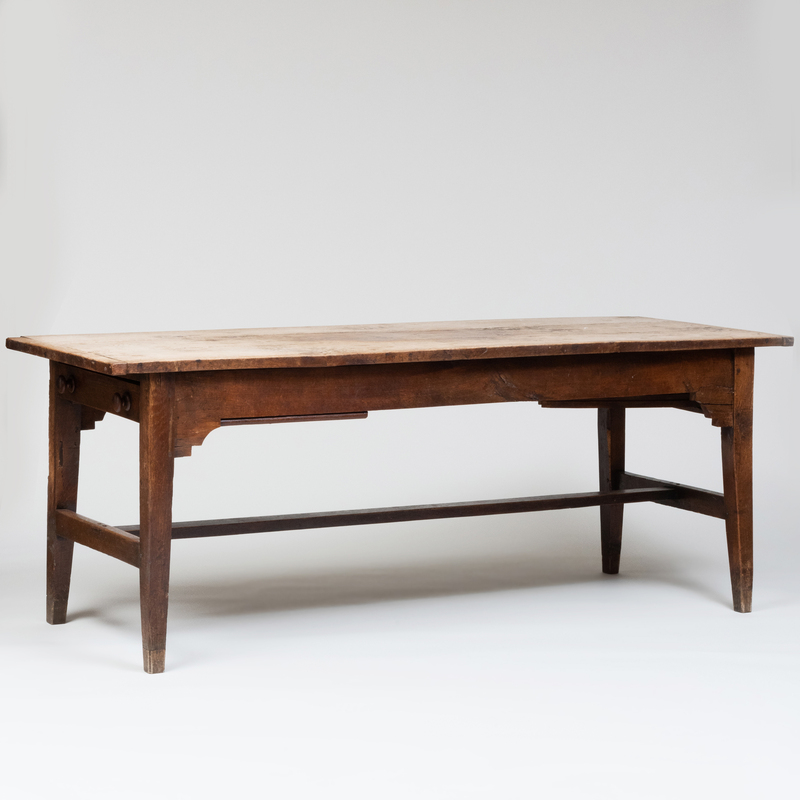 Appraisal: FRENCH PROVINCIAL OAK FARM TABLE x ft x in Condition