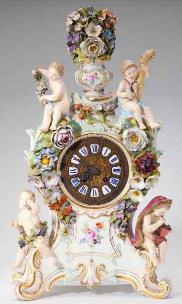 Appraisal: Meissen Four Seasons Mantel Clockporcelain late th century with two