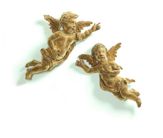 Appraisal: PAIR OF CHERUBIM Probably European early th century plaster Retain