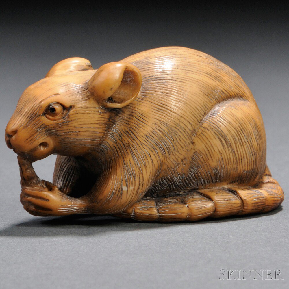 Appraisal: Ivory Netsuke of a Rodent Japan th th century sitting