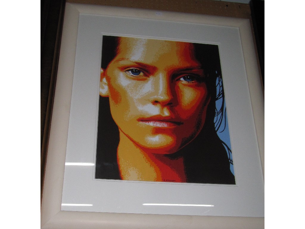 Appraisal: A STEWART Acrylic on canvas board 'Kate Moss' signed