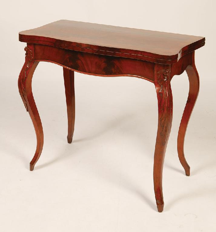 Appraisal: A TH CENTURY FRENCH MAHOGANY FOLD TOP TEA TABLE the