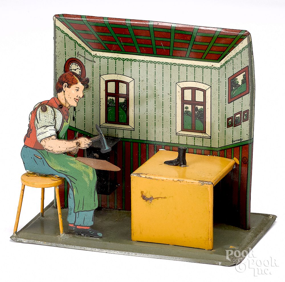 Appraisal: Shoemakers apprentice steam toy accessory Mohr Krauss tin lithograph shoemakers