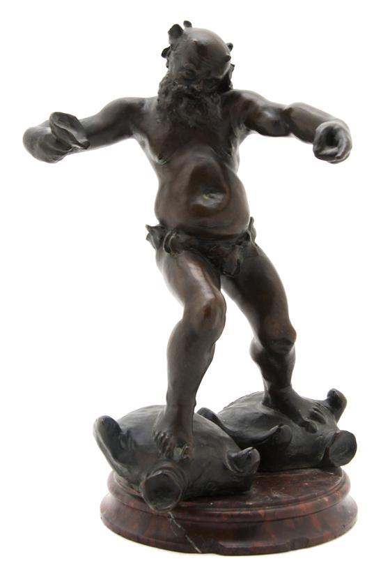 Appraisal: Bronze Figure of a Silenus After Cordonnier depicted stomping two