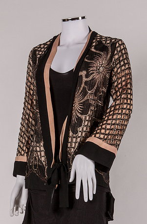 Appraisal: A s black and gold silk evening jacket with pale