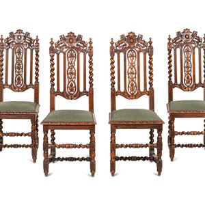 Appraisal: A Set of Four William and Mary Style Dining Chairs