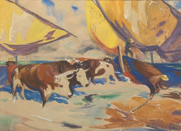 Appraisal: HENRY GEORGE KELLER AMERICAN - x image size Oxen on