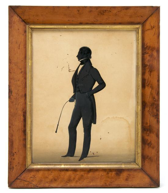 Appraisal: A Full Length Silhouette of a gentleman holding a riding