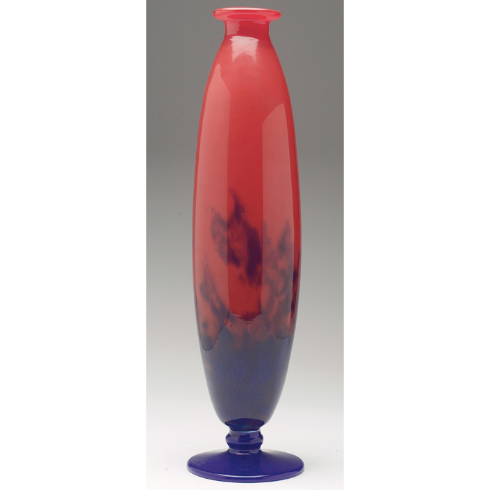 Appraisal: Muller Freres vase elongated ovoid form in red shaded to