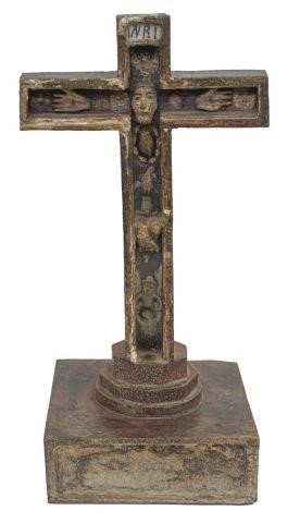 Appraisal: Spanish Colonial carved and painted wood crucifix th c I