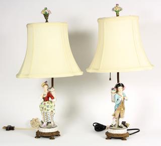 Appraisal: Lot of Continental figural lamps Lot of Continental figural lamps