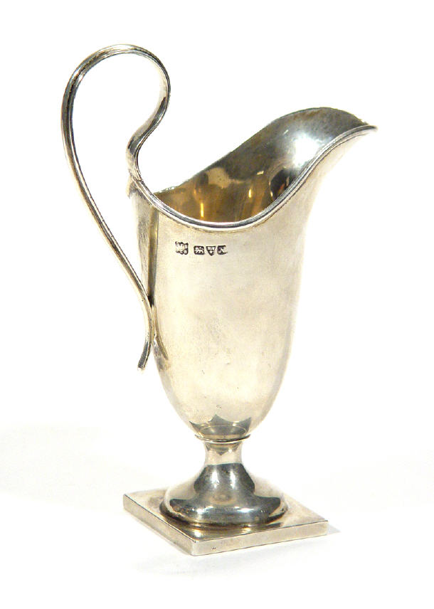 Appraisal: Square based silver cream jug Chester cm high