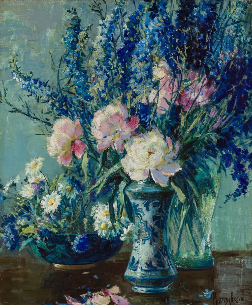 Appraisal: MATILDA BROWNE American - Floral Still Life oil on canvas