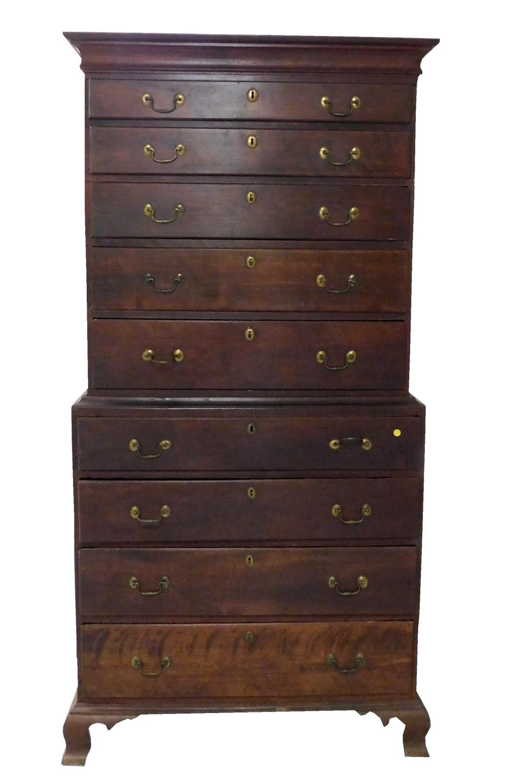 Appraisal: Chippendale chest on chest late th C cherry possible association