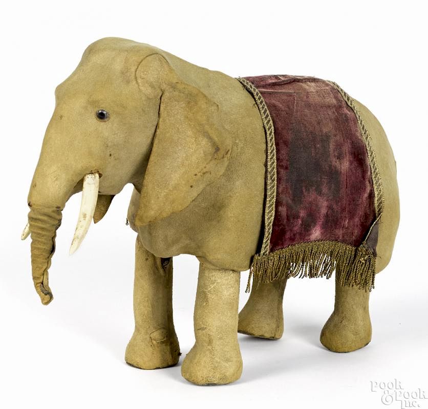 Appraisal: French Decamp clockwork walking elephant '' h French Decamp clockwork