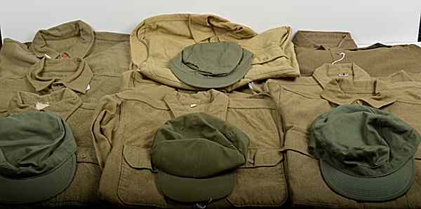 Appraisal: U S WWI WWII Assorted Uniform Pieces Lot of Sixteen